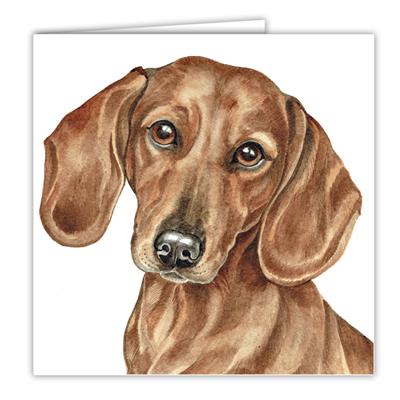 Red Dachshund Greetings Card by WaggyDogz